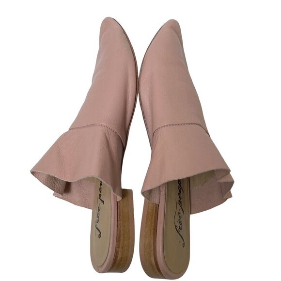 Free People Sienna Mules Size 5.5-6  (36) Leather Ruffle Slides Pointy Toe - Picture 9 of 15